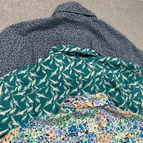 J.Crew‎ Mens Slim Fit Short Sleeve Button Down Shirts Lot of 3 Floral Bird Leaf - Picture 4 of 9
